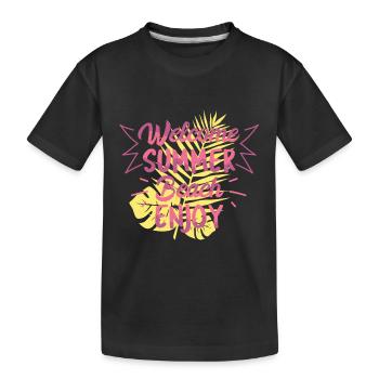 Willkommen Sommer Strand - Kinder Premium Bio T-Shirt - Schwarz - Vorne