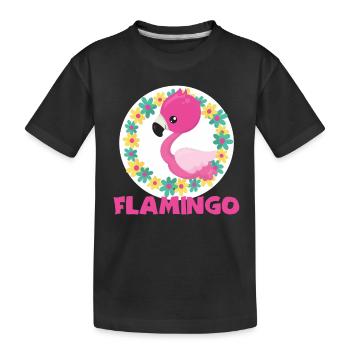Flamingo - Kinder Premium Bio T-Shirt - Schwarz - Vorne