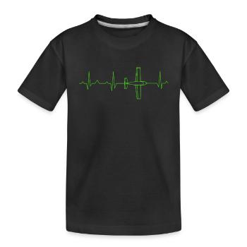 Aircraft ECG heartbeat - Kids' Premium Organic T-Shirt - black - Front