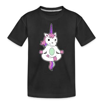 Unicorn Buddha Cross-legged Yoga Gift Idea - Kids' Premium Organic T-Shirt - black - Front