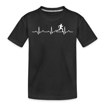Herzschlag Running Jogging - Kinder Premium Bio T-Shirt - Schwarz - Vorne
