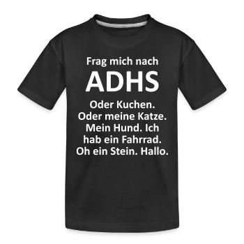 ADHS - Kinder Premium Bio T-Shirt - Schwarz - Vorne