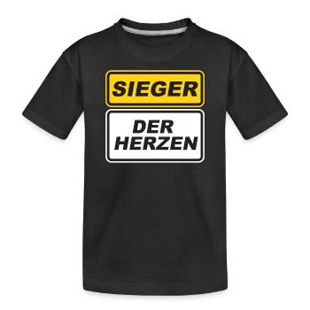 Sieger der Herzen schlechte Verlierer Fußball - Kinder Premium Bio T-Shirt - Schwarz - Vorne