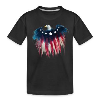 4. Juli Amerikanischer Flaggenadler - Kinder Premium Bio T-Shirt - Schwarz - Vorne