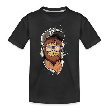 Hipster Monkey - Kids' Premium Organic T-Shirt - black - Front