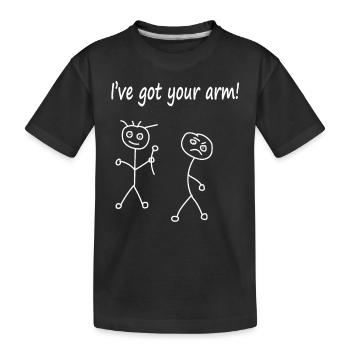 Strichmännchen ich habe deinen Arm Cartoon Comic - Kinder Premium Bio T-Shirt - Schwarz - Vorne