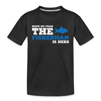 Fischer Angler Fischen Angeln Fisch Geschenkidee - Kinder Premium Bio T-Shirt - Schwarz - Vorne