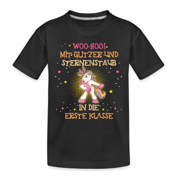 Unicorn enrollment 1st grade back to school gift - Kids' Premium Organic T-Shirt - black - Front