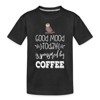 Eule - Uhu - Kauz - Kaffee - Kinder Premium Bio T-Shirt - Schwarz - Vorne