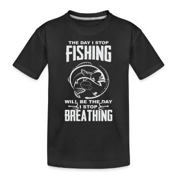 Fischen Atmung cooles Geschenk - Kinder Premium Bio T-Shirt - Schwarz - Vorne