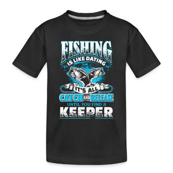 Dating Angler Fischer angeln fischen Geschenk - Kinder Premium Bio T-Shirt - Schwarz - Vorne