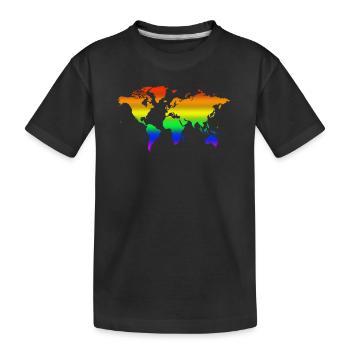 Regenbogen Welt - Kinder Premium Bio T-Shirt - Schwarz - Vorne