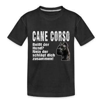 Cane Corso Dog Funny Saying Bite Beating - Kids' Premium Organic T-Shirt - black - Front