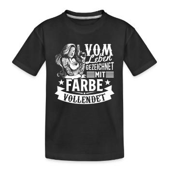 Vom Leben gezeichnet mit Farbe vollendet TATTOO - Kinder Premium Bio T-Shirt - Schwarz - Vorne