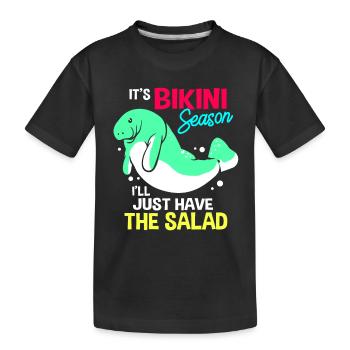 Seekuh Dugong Seeschwein Sirenia Manatee - Kinder Premium Bio T-Shirt - Schwarz - Vorne