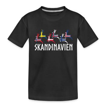 Skandinavien Elch Norwegen Schweden Dänemark - Kinder Premium Bio T-Shirt - Schwarz - Vorne