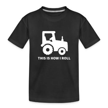 Le paysan et le tracteur cadeau - T-shirt bio Premium Enfant - noir - Devant