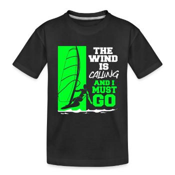 Windsurf Windsurfen Windsurfing Wassersport Surf - Kinder Premium Bio T-Shirt - Schwarz - Vorne