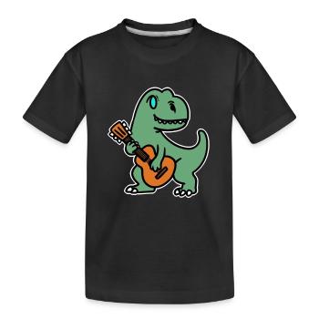 Guitar Gittarist Dino Music Music School - Kids' Premium Organic T-Shirt - black - Front