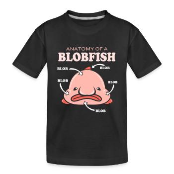 Blobfisch Tiefsee Grumpy Introvertiert Geschenk - Kinder Premium Bio T-Shirt - Schwarz - Vorne