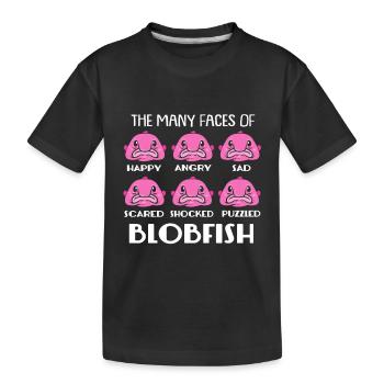 Blobfisch Tiefsee Grumpy Introvertiert Geschenk - Kinder Premium Bio T-Shirt - Schwarz - Vorne