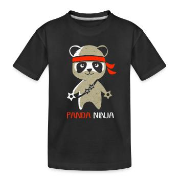 Panda - Kinder Premium Bio T-Shirt - Schwarz - Vorne