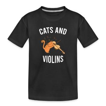 Cats And Violins Cats And Violins Cats Violin - Kids' Premium Organic T-Shirt - black - Front