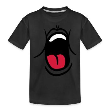 hunger essen witzig gaehnen schreien mund muede br - Kinder Premium Bio T-Shirt - Schwarz - Vorne