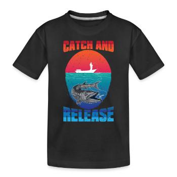 Pêche à partir du bateau Catch and Release - T-shirt bio Premium Enfant - noir - Devant