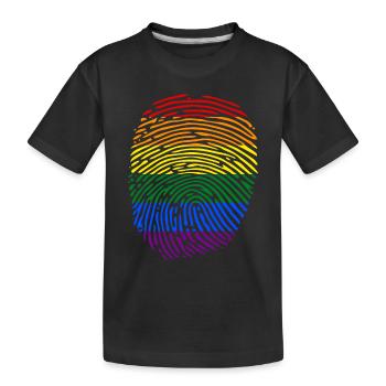 lgbt Rechte Regenbogen Fingerabdruck - Kinder Premium Bio T-Shirt - Schwarz - Vorne