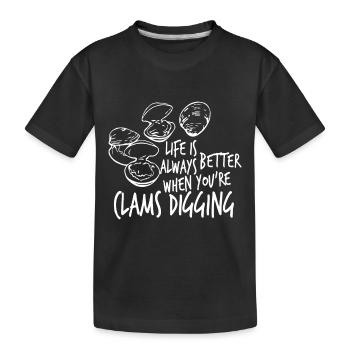 Das Leben ist besser, wenn Sie Muscheln graben - Kinder Premium Bio T-Shirt - Schwarz - Vorne