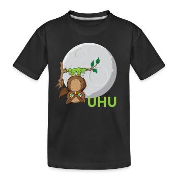 Uhu Eule Vogel Kleber - Kinder Premium Bio T-Shirt - Schwarz - Vorne