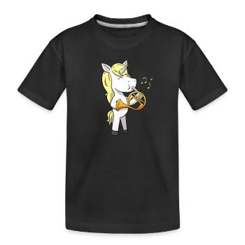 Instrument à vent corne licorne - T-shirt bio Premium Enfant - noir - Devant