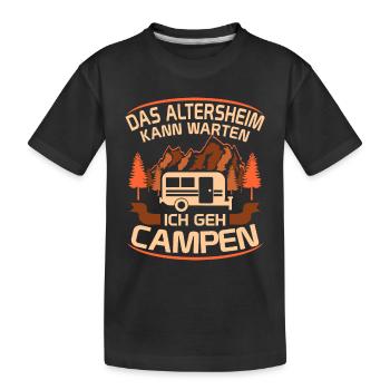 Campen Altersheim Camper Opa Spruch - Kinder Premium Bio T-Shirt - Schwarz - Vorne