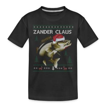 Plaisir de la pêche de Noël des fans de Zander avec le chapeau du Père Noël - T-shirt bio Premium Enfant - noir - Devant