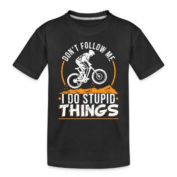 Mountain biker gift - Kids' Premium Organic T-Shirt - black - Front