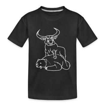 Bulle Bank Bär Börse Kapital Aktien Wirtschaft - Kinder Premium Bio T-Shirt - Schwarz - Vorne