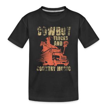 Cowboy Truck Country Music Western Vintage - Kinder Premium Bio T-Shirt - Schwarz - Vorne