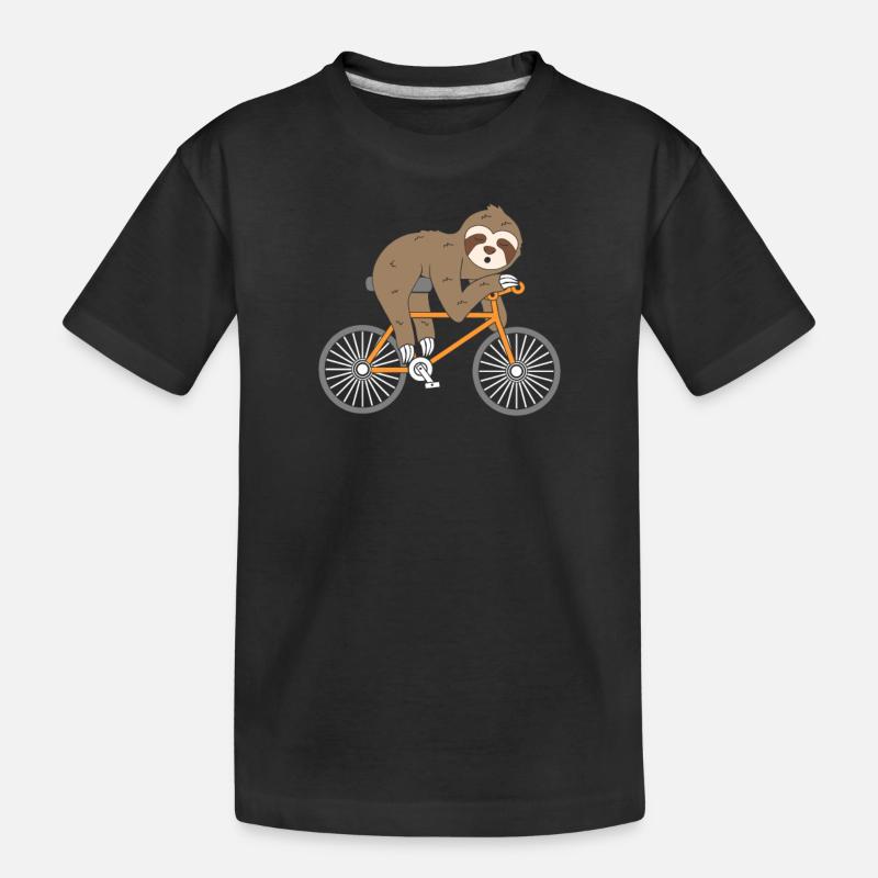 Sloth Bicycle Sloth Bicycle - Kids' Premium Organic T-Shirt - black