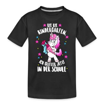 Training Unicorn class Schultüte glitter - Kids' Premium Organic T-Shirt - black - Front