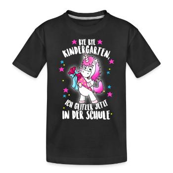 Training Unicorn class Schultüte glitter - Kids' Premium Organic T-Shirt - black - Front