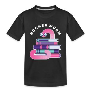 Bücherwurm - Kinder Premium Bio T-Shirt - Schwarz - Vorne