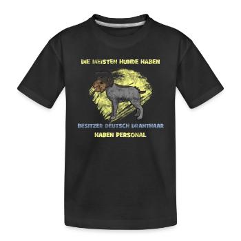 Deutsch Drathaar Hund Jagdhund - Kinder Premium Bio T-Shirt - Schwarz - Vorne