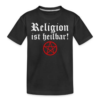 Religion ist heilbar Pentagramm Atheist Gott - Kinder Premium Bio T-Shirt - Schwarz - Vorne