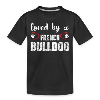 Loved By A French Bulldog - Kinder Premium Bio T-Shirt - Schwarz - Vorne
