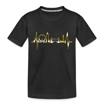 London Skyline Herzschlag England Gold Vergoldet - Kinder Premium Bio T-Shirt - Schwarz - Vorne