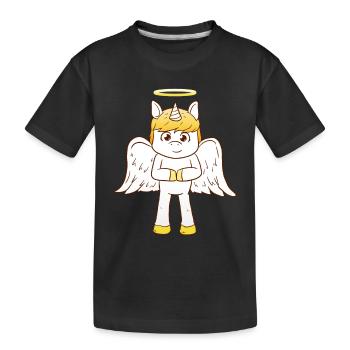 Unicorn Angel - Kinder Premium Bio T-Shirt - Schwarz - Vorne