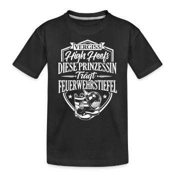 Feuerwehr Feuerwehrfrau lustig Geschenk Geburtstag - Kinder Premium Bio T-Shirt - Schwarz - Vorne