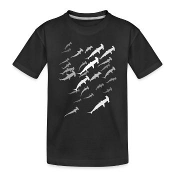 Hammerhaie Schwarm Taucher Design - Kinder Premium Bio T-Shirt - Schwarz - Vorne