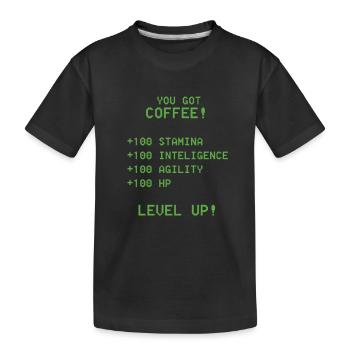 RPG-Spieler Kaffee Level-Up-Spiel - Kinder Premium Bio T-Shirt - Schwarz - Vorne